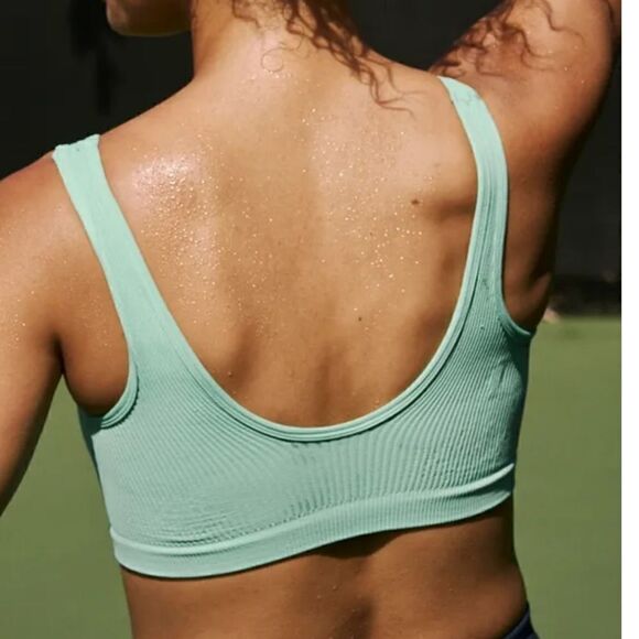 Happiness Runs Scoop Neck Bra Reflective Blue XS/S - Picture 2 of 5